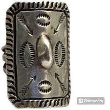 Anelli rettangolari in argento sterling design freccia tribale Navajo scalpello freddo misura 4,25