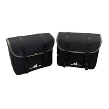 COPPIA BORSE BORSETTE RIGIDE NERE GRIGIO IN TELA LATERALI PER PIAGGIO SI