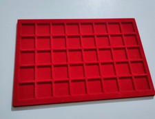 ESPOSITORE VASSOIO CONTENITORE MONETE FLOCCATO ROSSO GRANDE 40 CASELLE / POSTI
