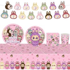  Labubu Set Decorazioni Festa Buon Compleanno Striscione Stoviglie Tovaglioli Tazze