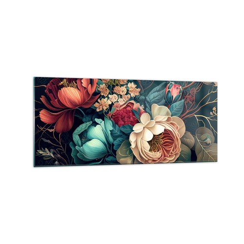 Quadro vetro 120x50cm fiori - su,