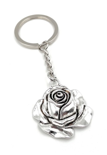 Portachiavi rosa fiore - rosa, argento