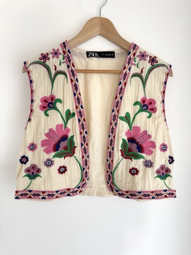 Gilet zara ricamato floreale - gilet,