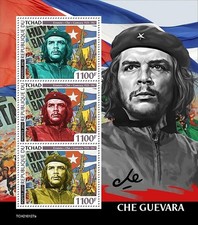 CHE GUEVARA Leader guerrigliero rivoluzionario marxista MNH foglio francobolli 3v (2021 Ciad)