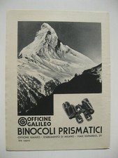 PUBBLICITA grande 32X24 1936 BINOCOLI BINOCOLO PRISMATICI OFFICINE GALILEO