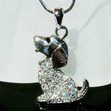 Beagle Cucciolo ~ IN Swarovski Cristallo Animali Pendente Catenina