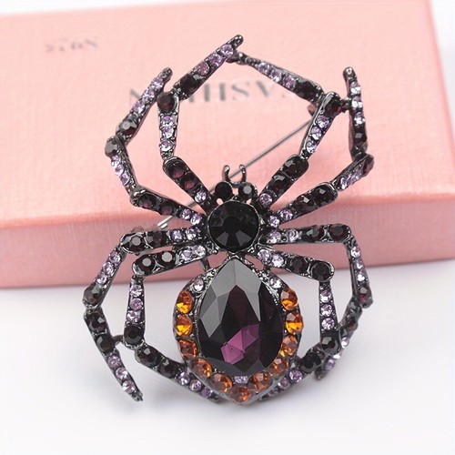 Spilla ragno strass nero