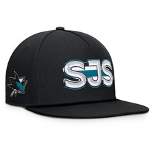 Men's Fanatics Black San Jose Sharks Authentic Pro Rink Team Code Snapback Hat