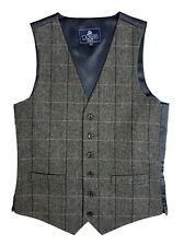 Gilet Grigio Tweed A Quadri Peaky Blinders Per Matrimonio In Mistura Di Lana