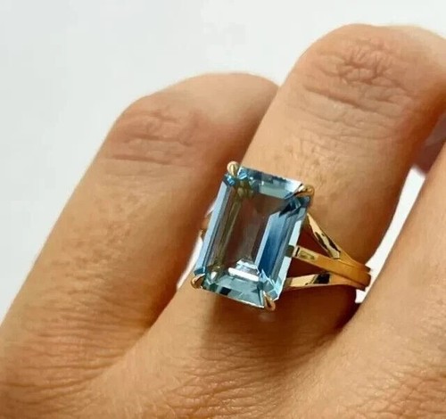 Anello solitario acquamarina