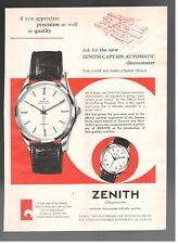 ZENITH Pubblicità OROLOGIO CAPTAIN AUTOMATIC CHRONOMETER 1948 originale 1 pagina