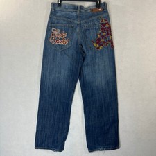 Jeans hip hop vintage Ecko Unltd denim larghi Y2K taglia 32 ricamati