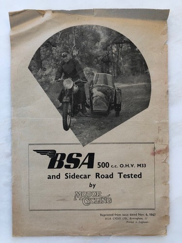 1947 bsa sidecar motociclismo - bsa,
