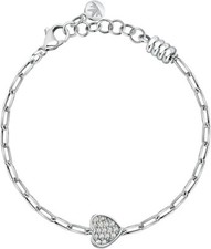 Bracciale Morellato Donna Acciaio Silver Catena Cuore Cristalli Drops _SCZ1344