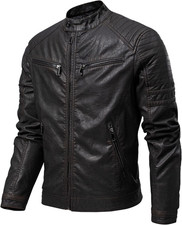 Giubbotto Da Uomo in Pelle Sintetica Da Moto Stile Vintage 5205