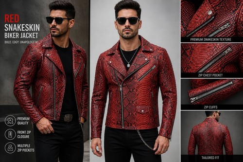 Giacca biker uomo pelle - , stampa
