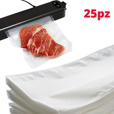 Buste Goffrate Ermetico 25 Sacchetti Sottovuoto Alimenti Macchina Barra Saldante