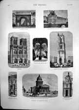 Old Print Paris Porte St