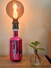 Lampada di design: bottiglia di Gin Euphoria con lampadina a spirale (DNA)