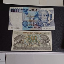 Banconote Italiane Da Collezione Fds 10 000 Lire + 500 Lire Lotto Z11