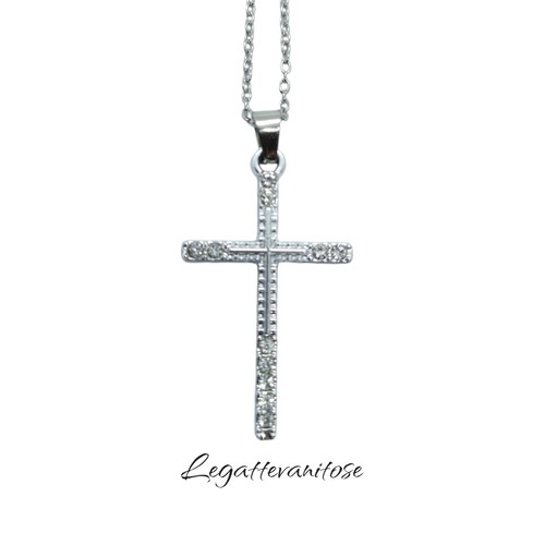Collana con croce zirconi - croce,