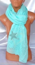new Elegante SCIARPA STOLA Foulard perline strass,Donna coprispalle celeste