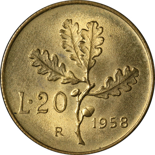 Italy 1958 twenty - 1958-r, lire