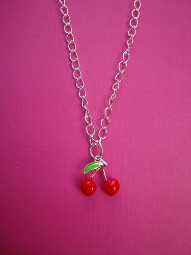 Collana argento ciliegia rossa - collana,