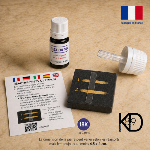Test acide 18k flacon - or, à