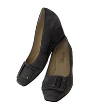 Mocassino scarpe da donna grigio 36,5 con zeppe Vintage come nuove scamosciate