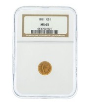 Moneta oro 1851 G$1 NGC MS 65