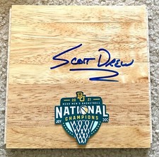 COACH SCOTT DREW SIGNED 6X6 PARQUET FLOORBOARD BAYLOR BEARS 2021 BASKETBALL 
