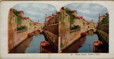 foto stereoscopica Stereoview Photos street scene venice italy venezia