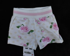 Monnalisa Cotton Baby Rose Shorts Stampati Felpa White Pink Toddler 6M
