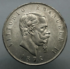Vittorio Emanuele II 5 LIRE 1876 ROMA SPL /FDC  perizia