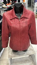 VERA PELLE giacca in vera pelle usato donna woman tg 48 bordeaux LLD91