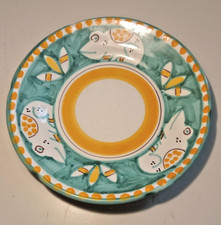 PIATTO ceramica dipinta F.lli SOLIMENE VIETRI MADE IN ITALY soggetto rane ninfee