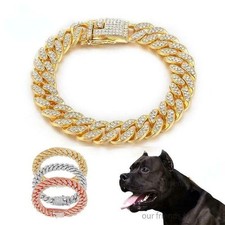 Dog Diamond Chain Gold Shining