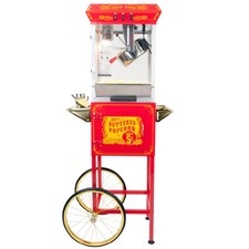 FunTime FT862CR 8oz Red Popcorn Popper Machine Maker Cart Vintage Style