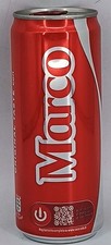 lattina limited edition Italia Coca-Cola Original Taste Nome MARCO 33cl piena