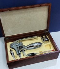 SET VINO SOMMELIER Cavatappi Termometro con placca Argento