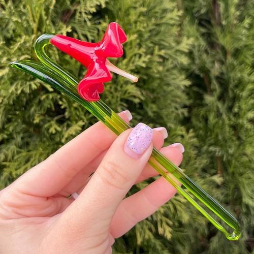 Fiore vetro campana rossa - vetro,