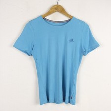 Maglia Adidas Taglia M Donna Logo Comodo Cotone Pratico Tinta Unita Blu Woman