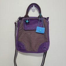 Borsa a tracolla GABS borsetta made in ITALY pelle tela viola 