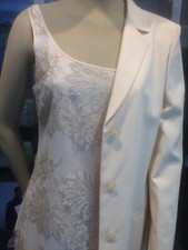 GENNY completo donna NUOVO da cerimonia con abito in pizzo e soprabito taglia 42