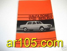 ALFA ROMEO 1750 BERLINA LIBRETTO USO E MANUTENZIONE
