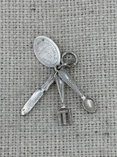 VINTAGE argento coltello posate, forchetta, cucchiaio ciondolo