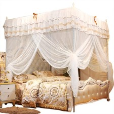 Tenda da letto a quattro angoli principessa lusso a baldacchino zanzariera biancheria da letto