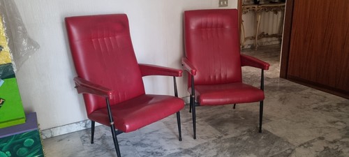Coppia poltrone skai rosse