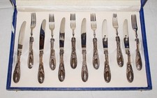 ANTICO SERVIZIO POSATE DA DOLCE DA 6 IN ARGENTO 800 PUNZONATO LAME SOLINGEN